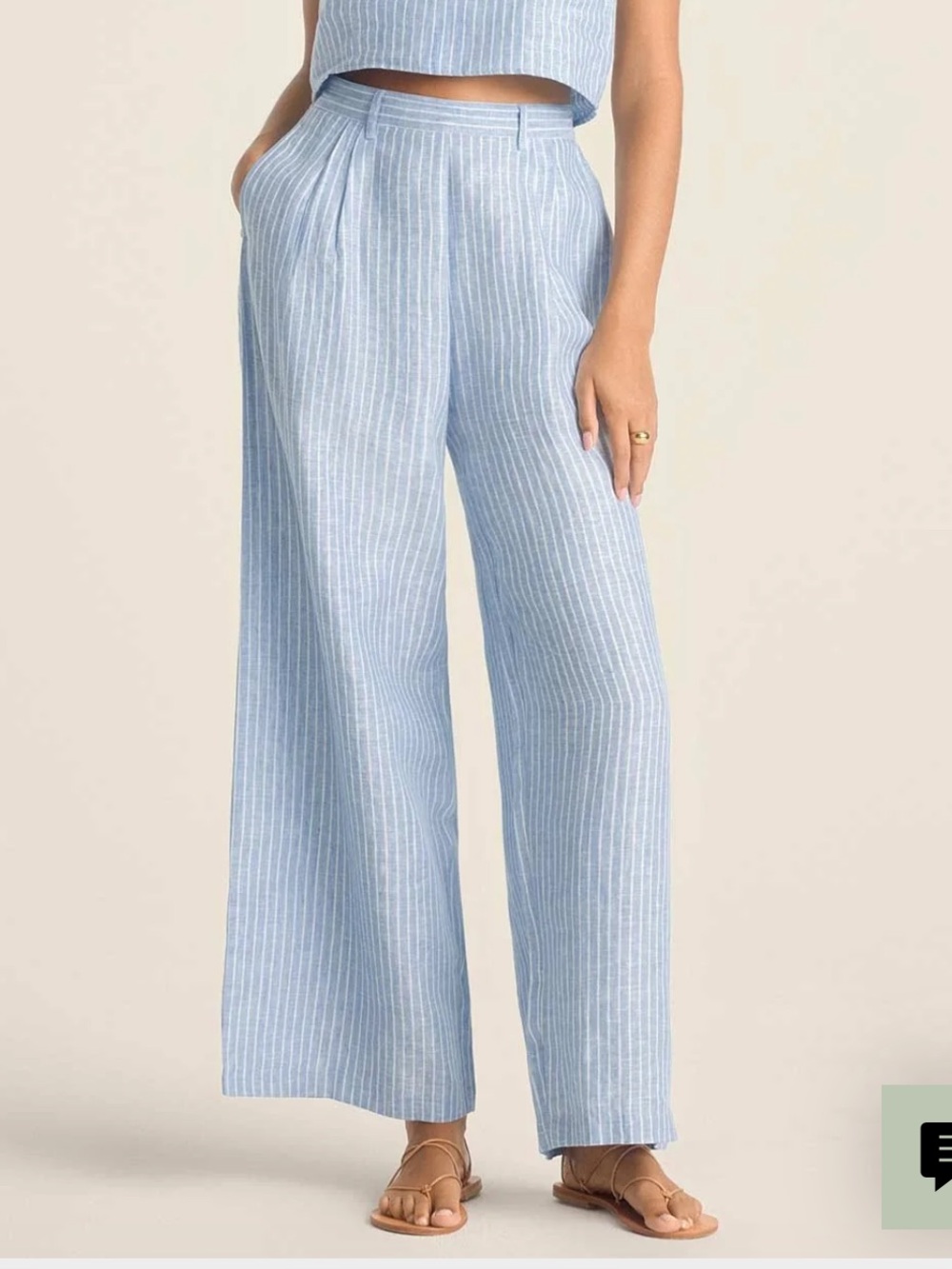 NWOT Vitamin A Striped Linen Wide Leg Pant Women’s Large